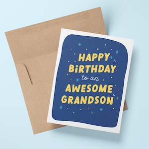 Carte d'anniversaire petit-fils pour garçon, carte d'anniversaire pour enfants et adolescents, carte d'anniversaire pour petit-fils de grand-mère grand-père