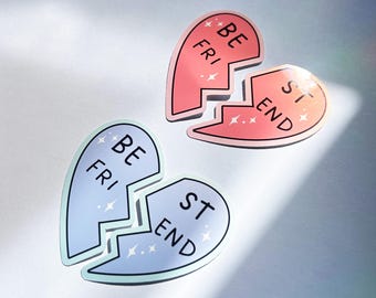 Ensemble d'autocollants coeur meilleure amie | Autocollants imperméables en vinyle pour ordinateur portable