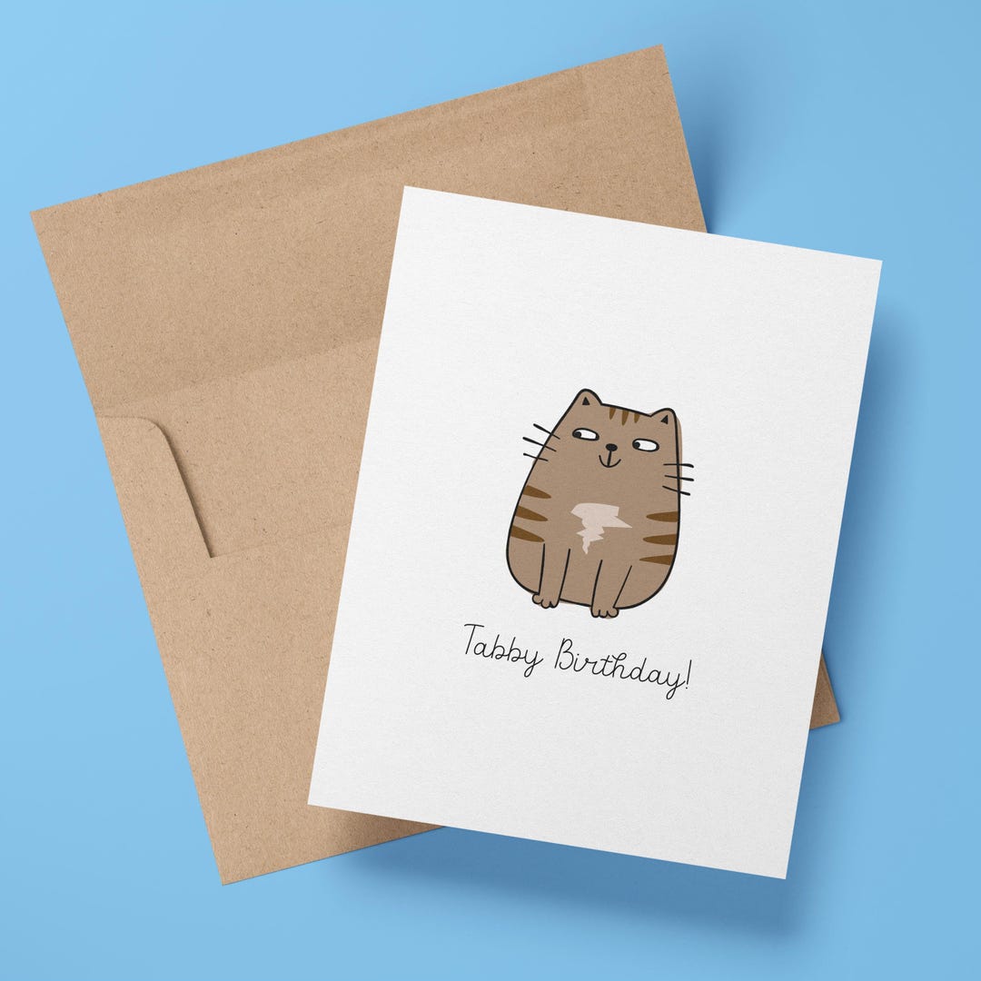 Funny Tabby Cat Birthday Card | Pet Lover Greeting - Etsy