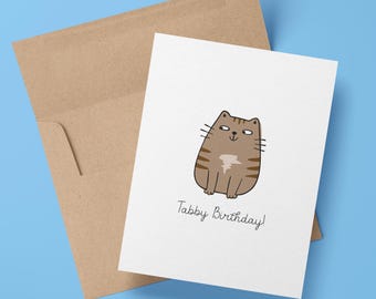 Funny Tabby Cat Birthday Card | Pet Lover Greeting