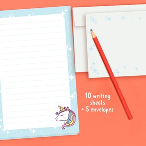 Juego de papelería de escritura de cartas de unicornio: regalo para hija, nieta, niña, papel de escritura para adolescentes escrito a mano relleno de medias navideñas