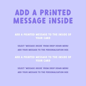 a purple and blue poster with the words, add a printed message inside of it