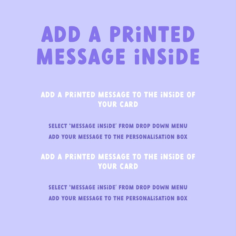 a purple and blue poster with the words, add a printed message inside of it