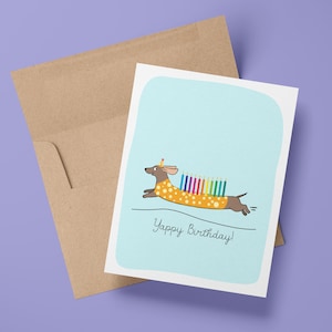 Yappy Birthday teckel carte d'anniversaire | Carte d'anniversaire drôle de chien | Chien Weiner | Chien saucisse | carte de voeux d'anniversaire ludique