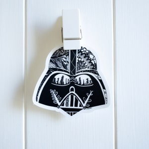 Floral Print Darth Vader | 3&quot; Transparent Vinyl Sticker |Tropical Floral Print | Black and White | Clear Background | Waterproof