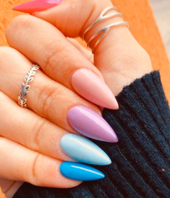 Gel Nails Coffin Nails Stiletto Nails Press On Nails Etsy