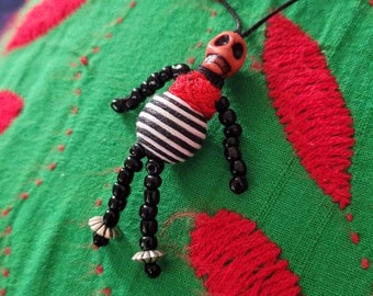 Nightmare Before Christmas Inspired Necklace, Hand-Sewn Halloween Tribute Munchkin