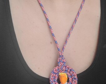 Handmade Trump Flag Paracord Necklace, 3D Printed Bust, Hand-Painted Eyes