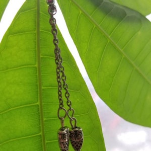 Wise Owl Gifts for Women Unique Earrings on a Long Chain Handmade Gifts Athena Greek Wisdom Gifts Birds Animal Unique Artsy Handmade in USA