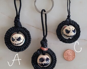 Jack/Sally Skellington Avant-garde Keychains/Decorations Spinning 2FacedHead Tribute Nightmare Before Christmas Hand-painted/Sewn in USA
