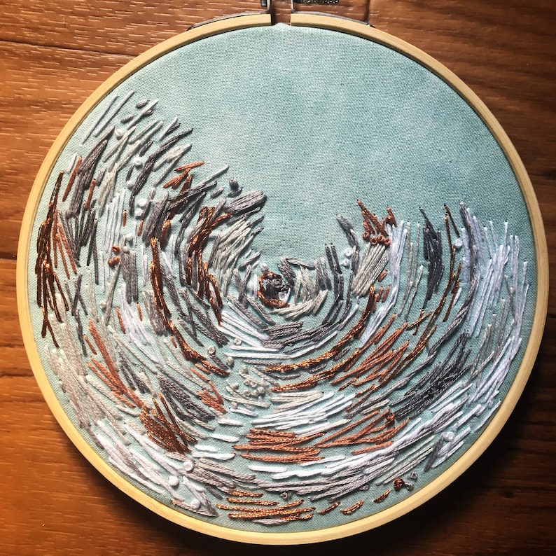 Abstract Hand Embroidery / Thread Painting / Fiber Art Wall | Etsy