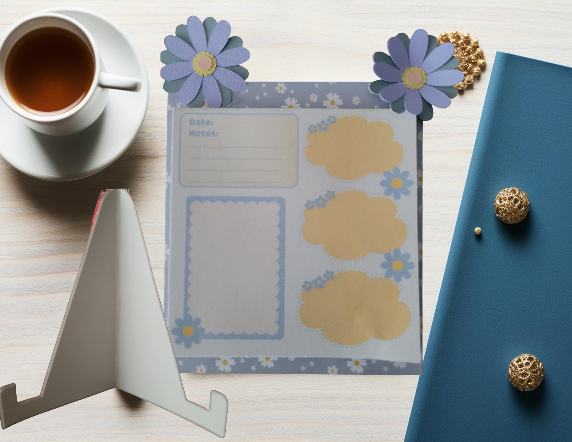 Floral Desk Notepad With Easel | 5x5 Memo Pad - Etsy