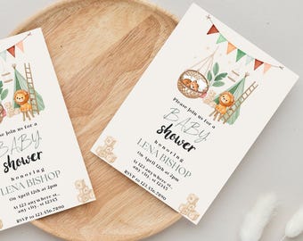 Boho Baby Shower Bundle - Editable Canva Templates - Invitation, Signs, Games, Favor Tags - Instant Download