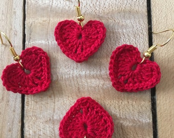 Mini crochet heart earrings- Multiple colors!