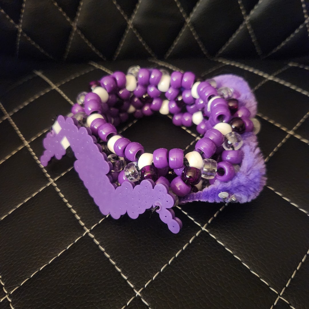 Worm Kandi 3d Bracelet Cuff, Worm on a String, Kandi Kid Perler
