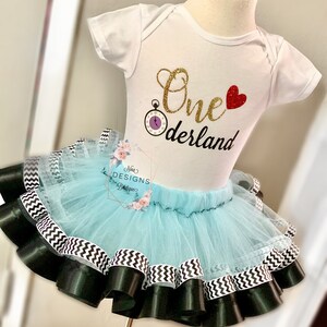 OneDerland tutu set, first birthday tutu set, girls tutu set, blue tutu, ribbon trimmed tutu set, photoprop tutu set, cakesmash tutu set