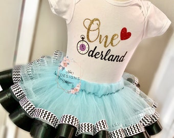 OneDerland tutu set, first birthday tutu set, girls tutu set, blue tutu, ribbon trimmed tutu set, photoprop tutu set, cakesmash tutu set