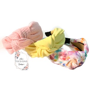 Top knot headband, turban headband, Diademas, knotted hard headband, spring headbands, yellow headband, pink headband, floral headband,