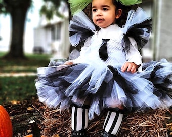 Beetle juice inspired tutu costume, Girls halloween costume, photoprop tutu costume, tutu dress