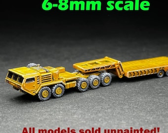 6-8mm Scale Heavy Tactical Truck with Lowboy Trailer - UNPAINTED