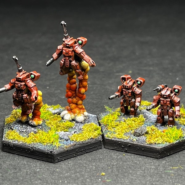 8x Battle Armor + 4 hex bases- UNPAINTED, This is NOT a toy!