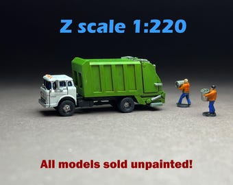 Z Scale (1:220) UNPAINTED One (1) C600 COE Garbage collection truck - NOT a toy!