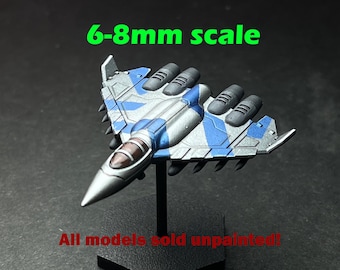 6-9mm scale Tengu Medium VTOL Interceptor - stands included, - UNPAINTED, This is NOT a toy!
