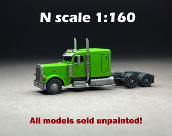 N Scale  (1:160) UNPAINTED  p379, Long nose, Flattop sleeper , 265 wheelbase, straight stacks - NOT a toy!
