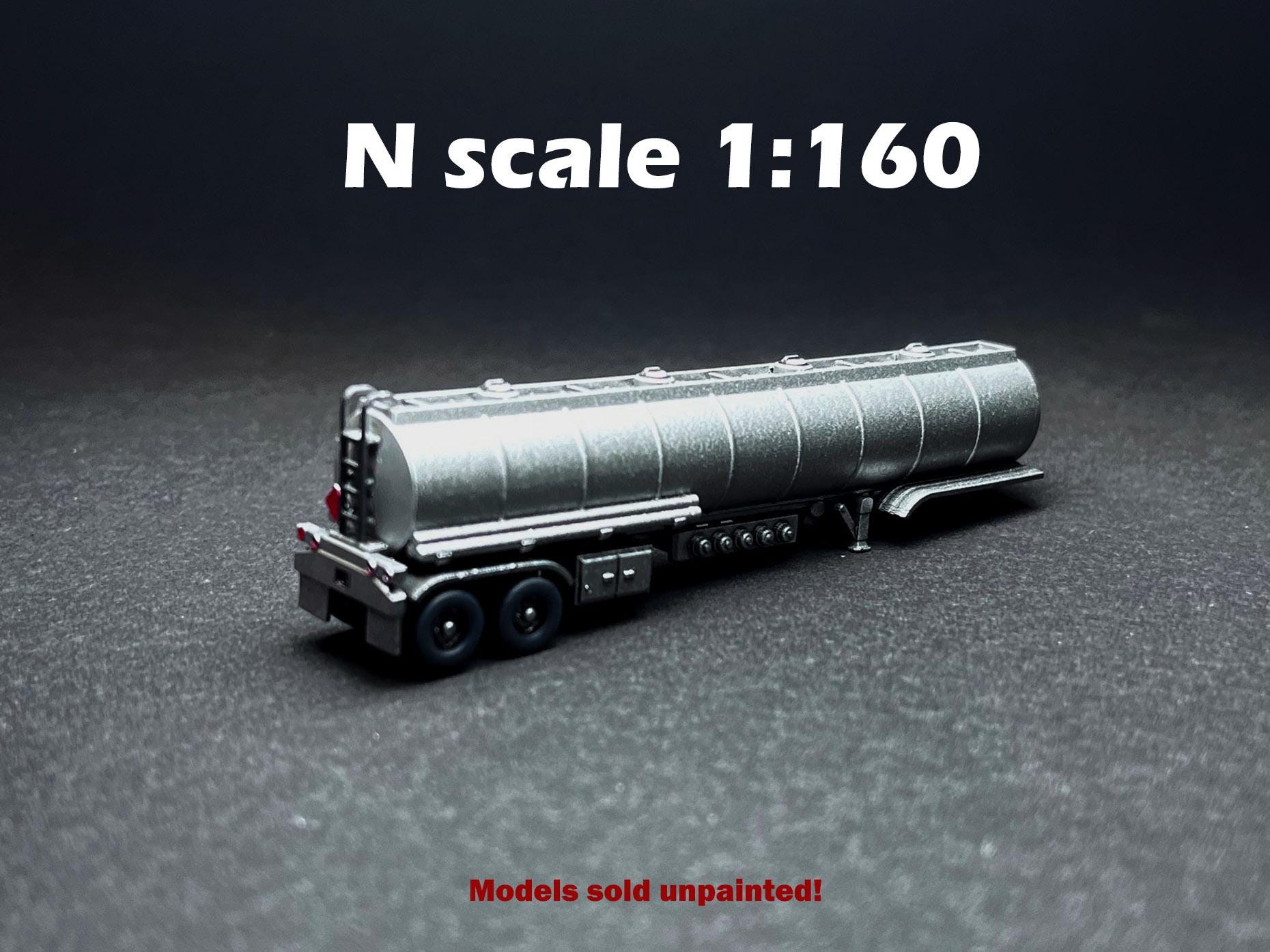 N Scale (1:160) UNPAINTED - (1)  Fuel Tanker Trailer ONLY with modular outrigs - this is NOT a toy!