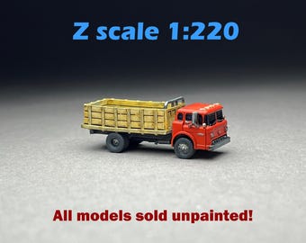 Z Scale (1:220) UNPAINTED One (1) C600 COE stake truck - NOT a toy!