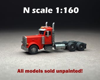 N Scale  (1:160) UNPAINTED  p379, Long nose, Daycab, Wheelbase 220, factory stacks - NOT a toy!