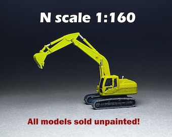 N Scale (1:160)  Excavator One (1) pose included - UNPAINTED, this is NOT a toy!