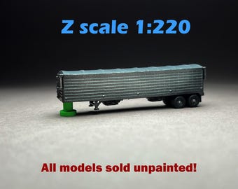Z Scale (1:220) UNPAINTED One (1) Grain Trailer - NOT a toy!