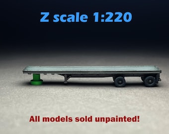 Z Scale (1:220) UNPAINTED One (1) Flatbed Trailer - NOT a toy!