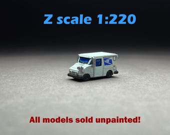 Z Scale (1:220) UNPAINTED Two (2) LLV Mail Truck (decals included) - NOT a toy!