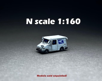 N Scale (1:160)  One (1) Mail Truck LLV (Long Life Vehicle), waterslide decals included - UNPAINTED, this is NOT a toy!