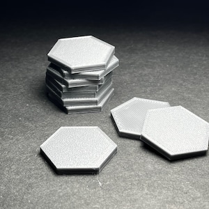 10x HEX bases, flat sides, PLA printed- UNPAINTED, This is not a toy!