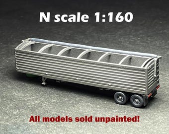 N Scale (1:160)  - One (1) 40 foot Open Top Grain Trailer in transit (trailer only, no truck!) - UNPAINTED, this is NOT a toy!