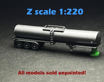 Z Scale (1:220) UNPAINTED One (1) 3A Sanitary Tanker Trailer - NOT a toy!