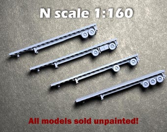N Scale (1:160)  - One (1) 48 foot Flatbed trailer - select type - UNPAINTED, this is NOT a toy!