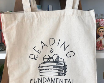 Reading is What? Fundamental! Cotton Book Bag, Drag Race, the Library is Open, Rupaul, drag queens tote, drag race gift,