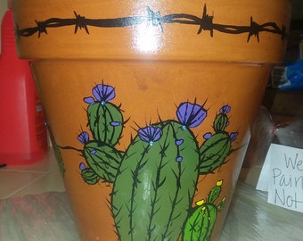 Hand painted terracotta pot