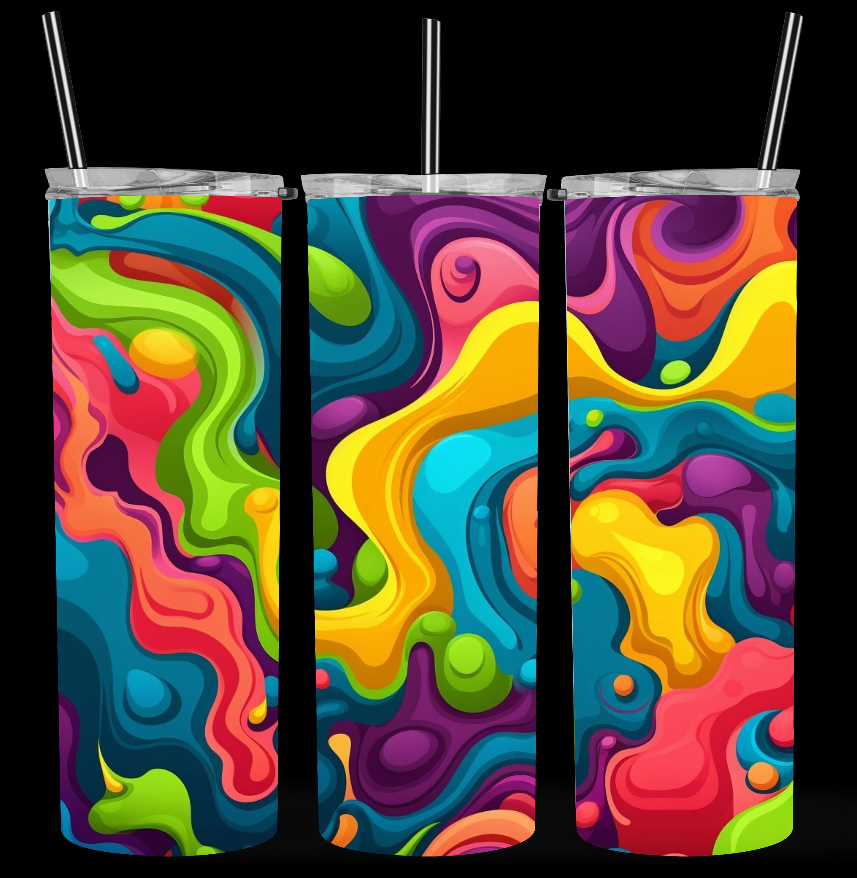 20oz Rainbow Slime Tumbler Wrap 20oz Tumblers PNG Sublimation Design
