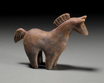 Phoenix Horse, smoke fired ceramic