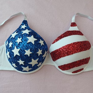 トップス if six was nine STRING BRA AMERICAN FLAG Arsimus USA Patriotic 4th of July American Flag Sequins Bra