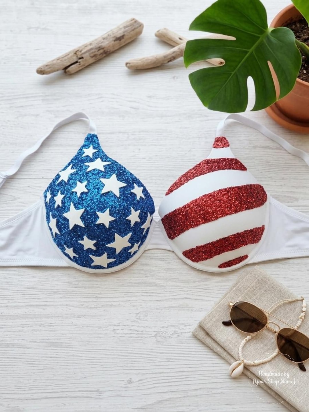 FIFA World Cup 2026 Glitter Bra • American Flag Bra - Patriotic