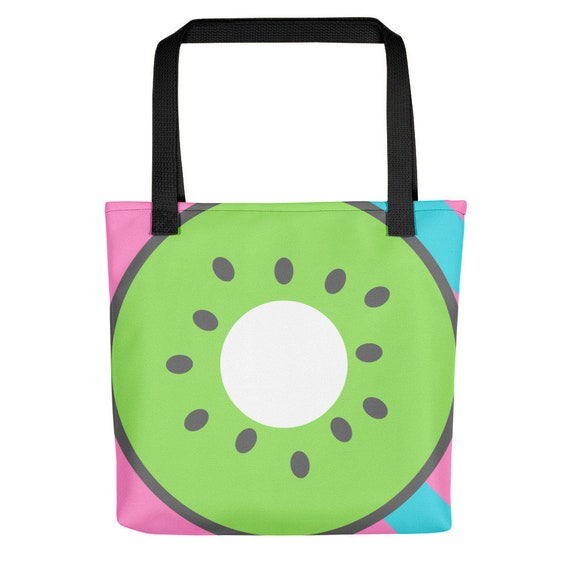 Retro Tote Bag Pop Art Bag Sturdy Shopping Bag Tote Bag Book Bag Kiwi Design Reusable Shopping Bag 80s Design Bag Retro Shopping Bag