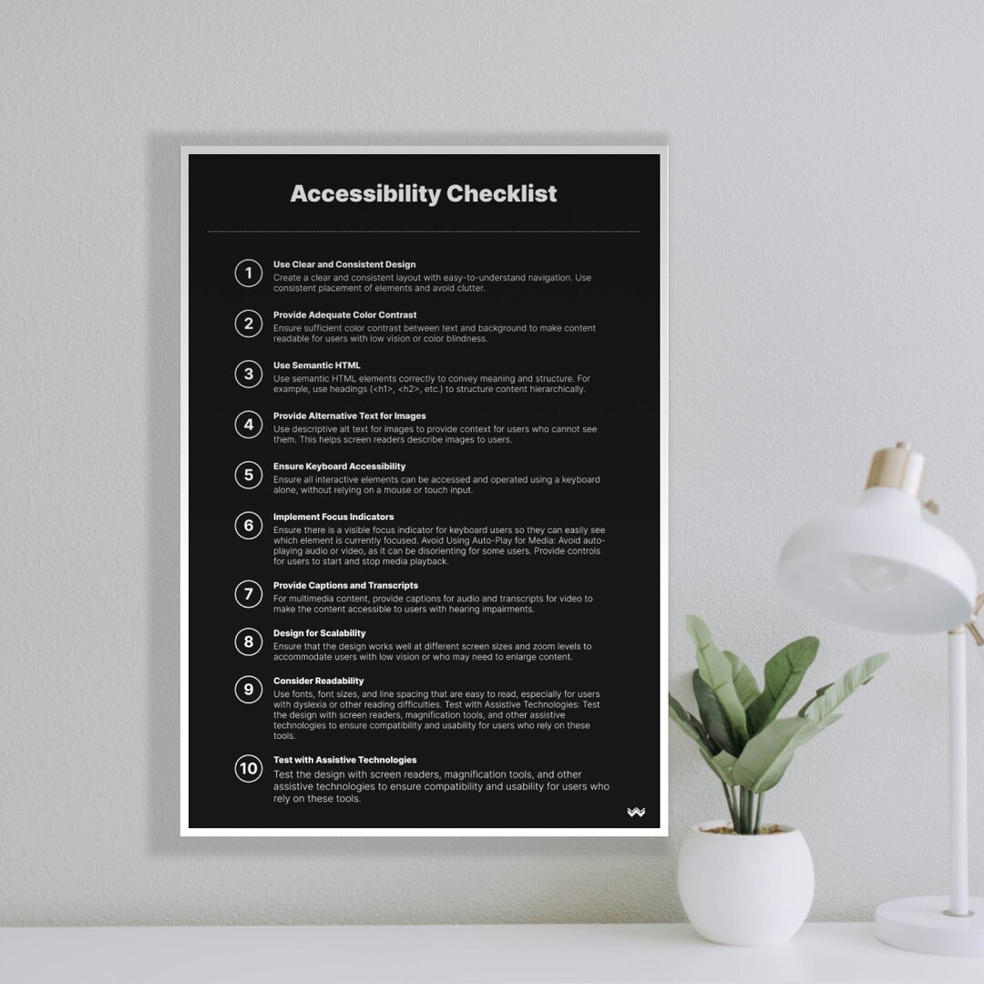 Accessibility Checklist UX UI Poster Printable Design UX Designer Gift ...