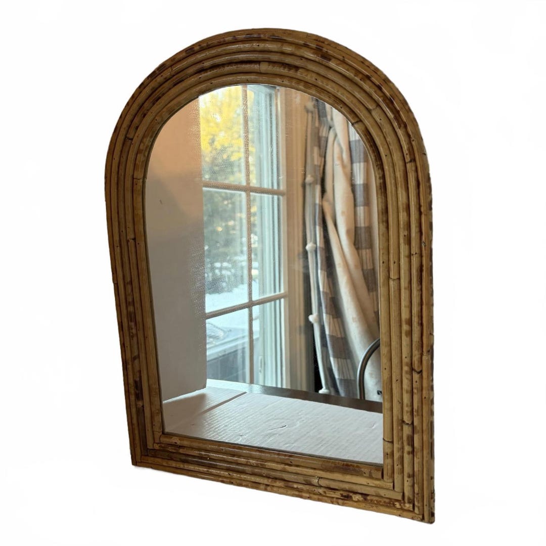 Vintage Arched Rattan Mirror With a Natural, Aged Finish. - Etsy