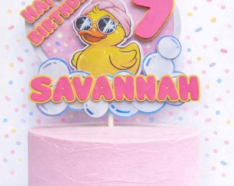 Adorno de cumpleaños 3D de patito de la suerte / Patito de goma / Cumpleaños de diva